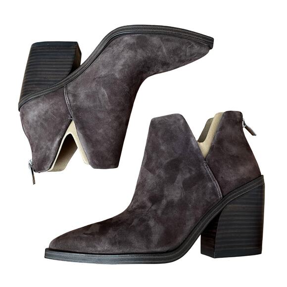 Vince Camuto Gigietta Suede Heeled Ankle Boots US 8 EU 38.5 Brown Western - Picture 8 of 10